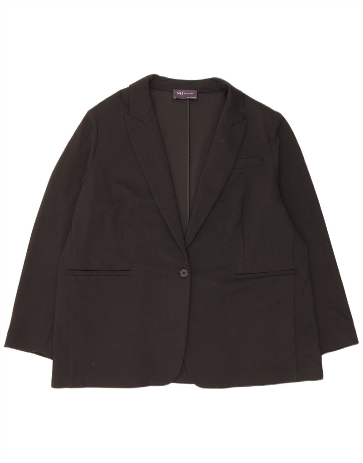 MARKS & SPENCER Dame 1-knaps blazerjakke UK 22 3XL Sort Polyester