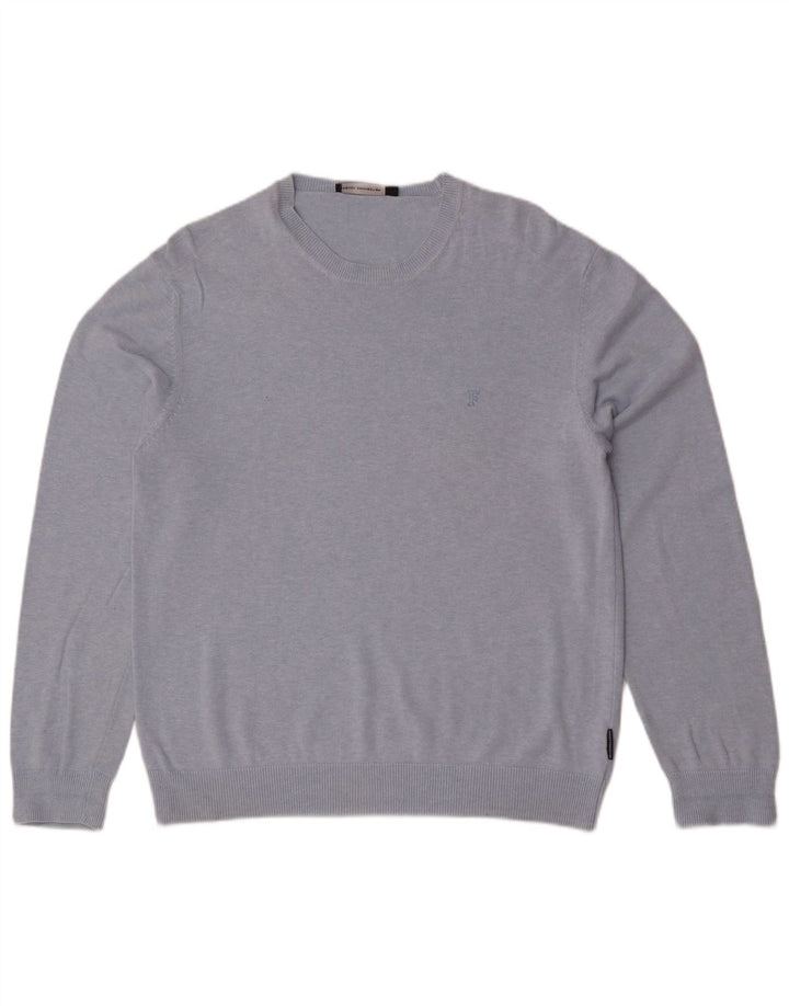 French Connection Herre Crew Neck Jumper Sweater Stor Blå Bomuld