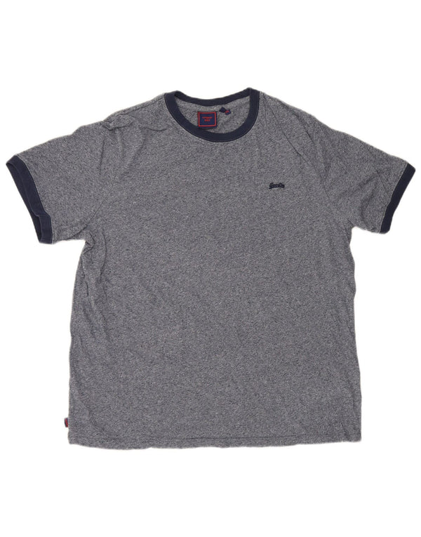Superdry T-shirt top til mænd 2XL marineblå flækket bomuld