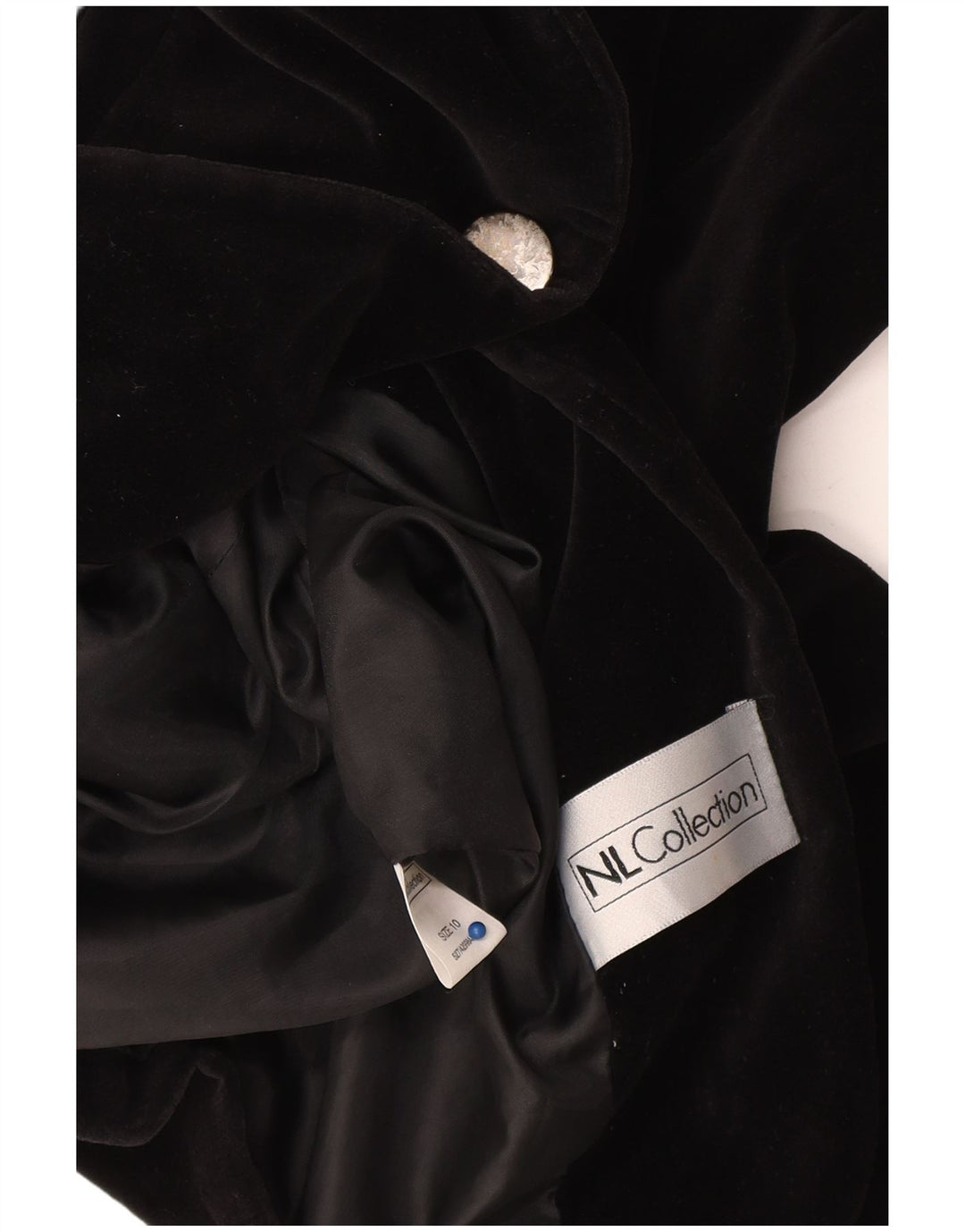 Vintage Dame 1 Knap Velvet Blazer Jacket UK 10 Small Black Bomuld