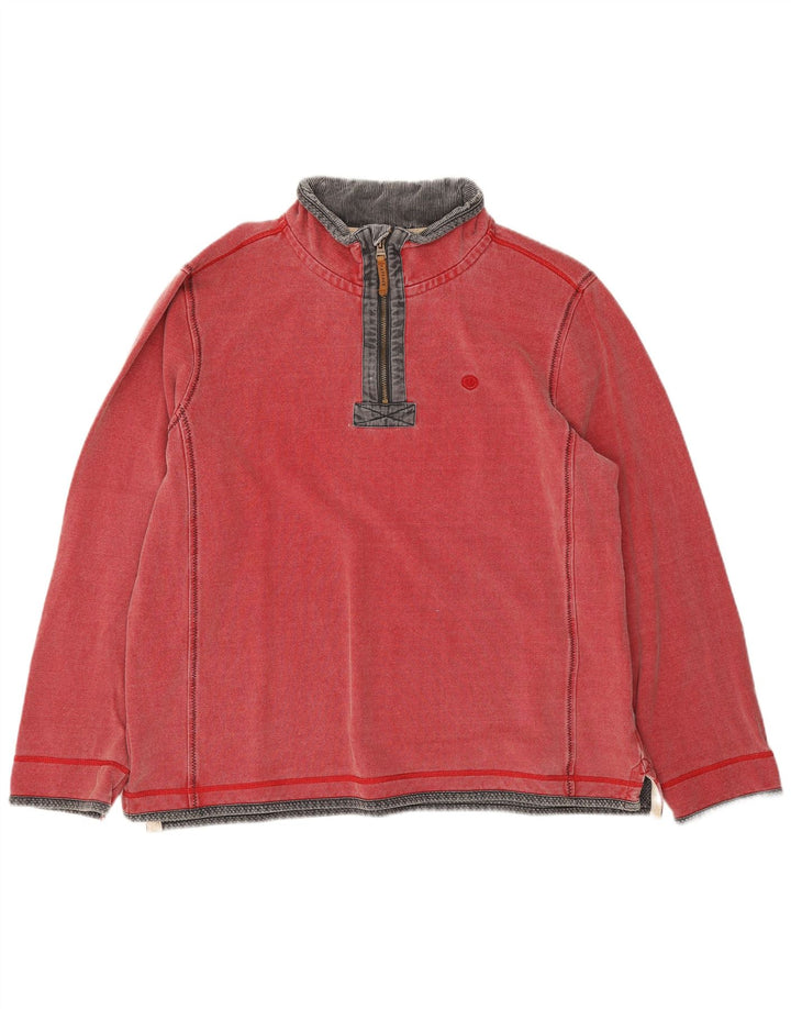 Fat Face Herre Zip Neck Sweatshirt Jumper XL Rød Bomuld