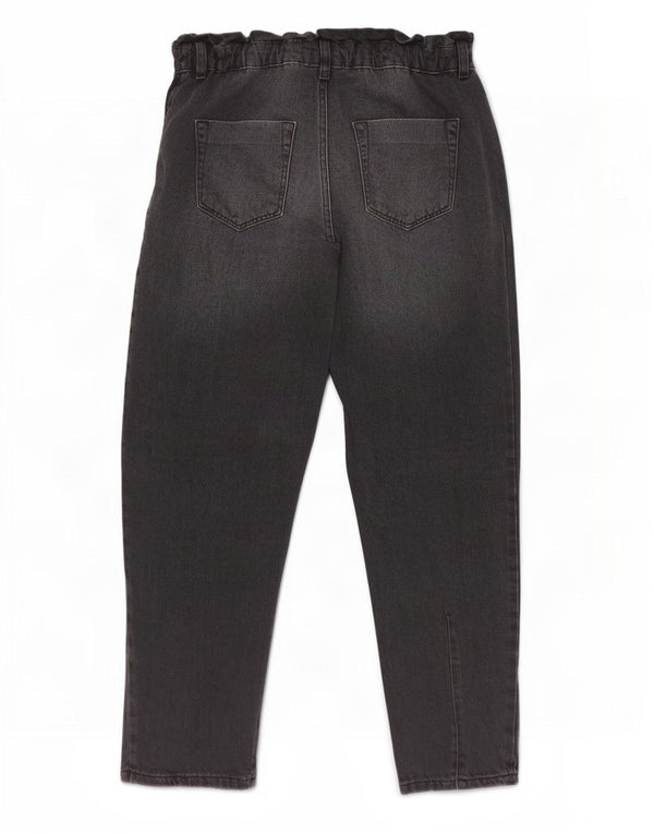 Zara Dame Højtaljede Crop Tapered Jeans EU 36 XS W26 L24 Sort Bomuld