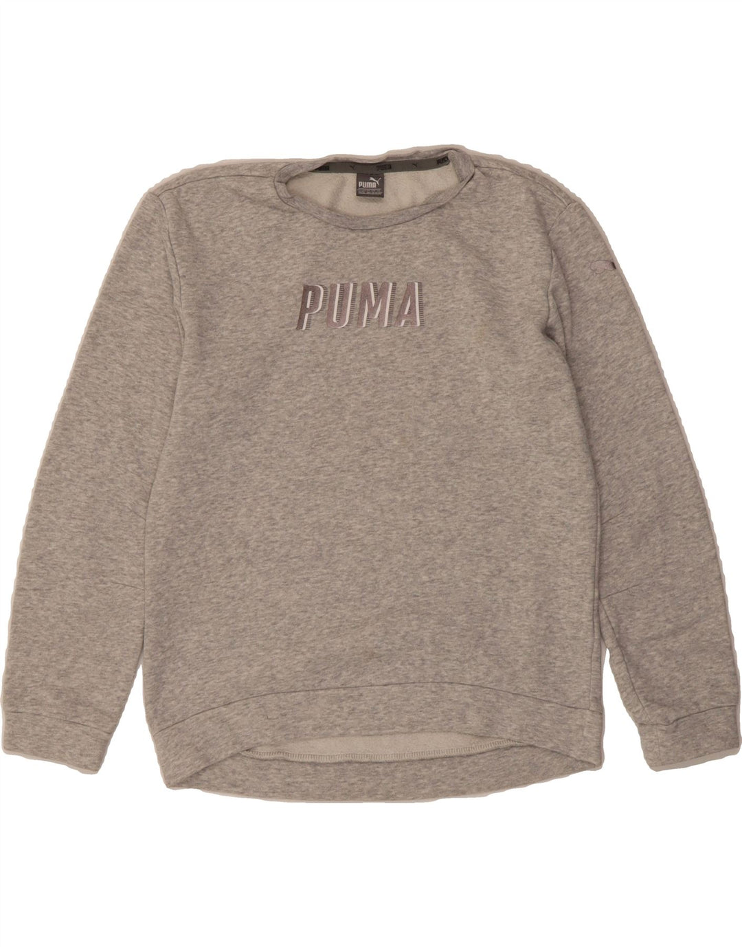 PUMA Boys Graphic Sweatshirt Jumper 13-14 Years Grey Cotton Vintage Puma and Second-Hand Puma from Messina Hembry 