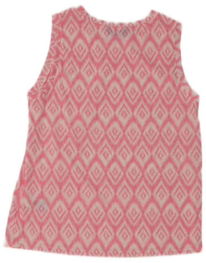 Marks & Spencer Dame ærmeløs bluse Top UK 8 Small Pink Ikat Polyester