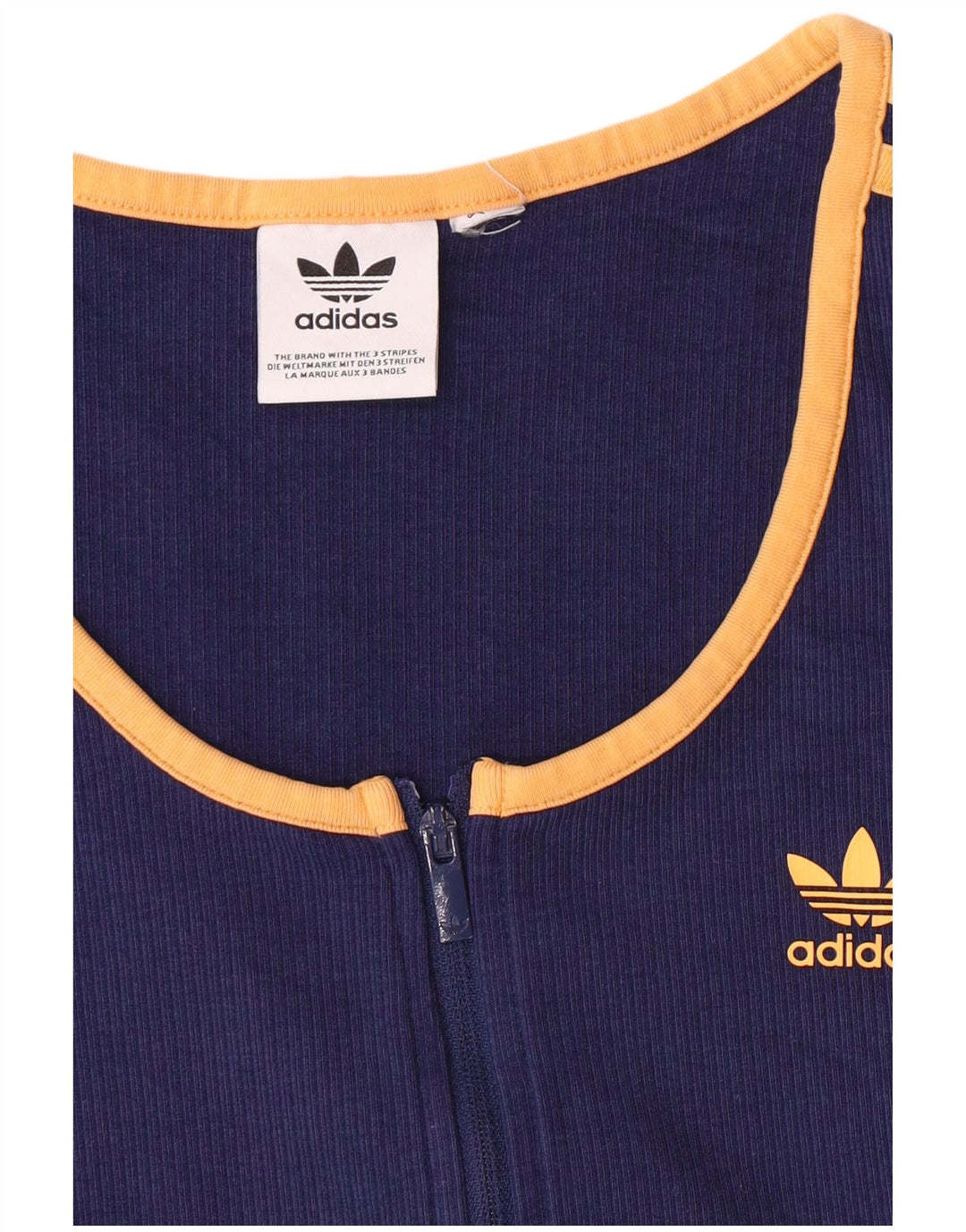 Adidas Womens Full Zip Crop Top UK 6 XS Navy Blue