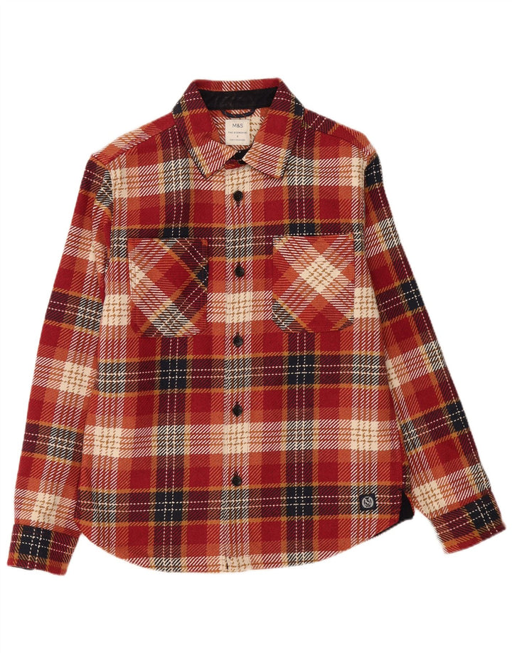 Marks & Spencer Herre Overshirt Skjorte Lille rød ternet polyester