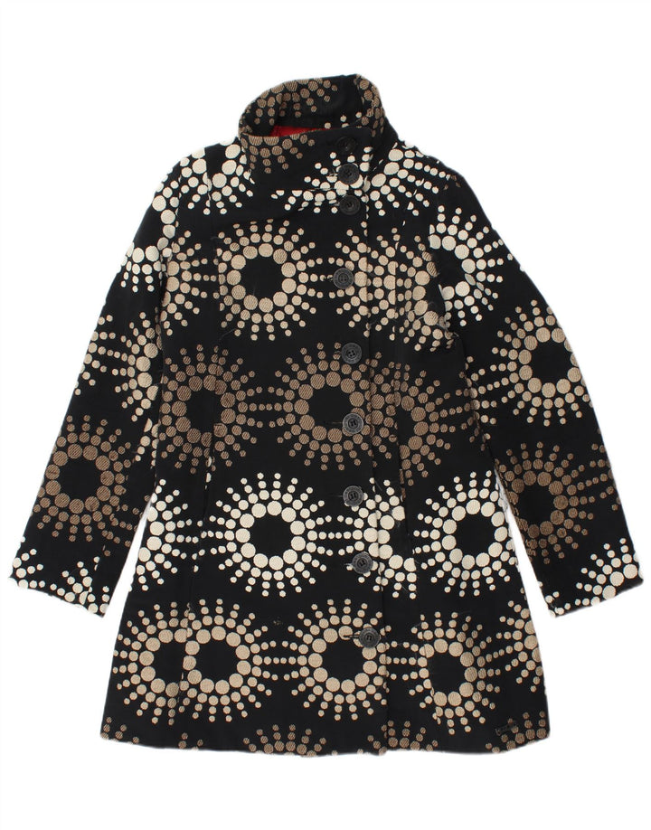 Desigual Dame Overfrakke EU 42 Stor Sort Blomster Akryl
