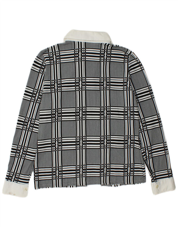 NARACAMICIE Dame dobbeltradet skjortebluse UK 14 mellemgrå ternet