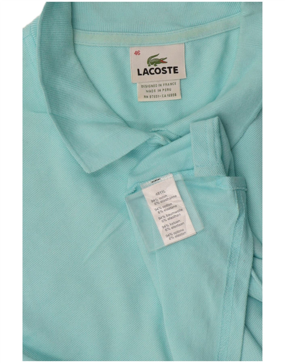 Lacoste Dame Polo Shirt Størrelse 46 XL Blå Bomuld