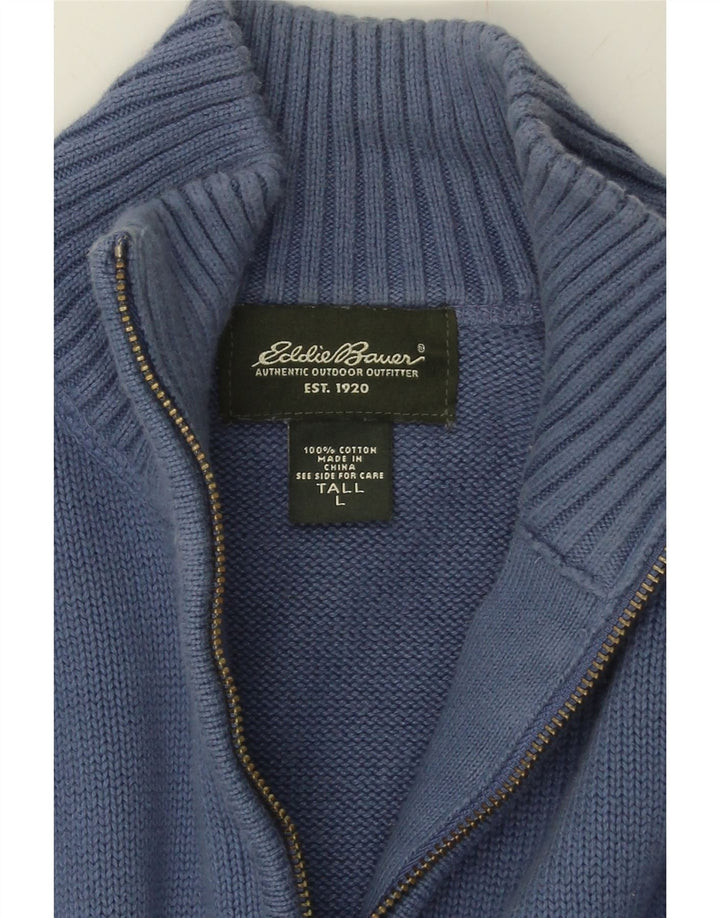 EDDIE BAUER Mens Zip Neck Jumper Sweater Large Blue Cotton Vintage Eddie Bauer and Second-Hand Eddie Bauer from Messina Hembry 