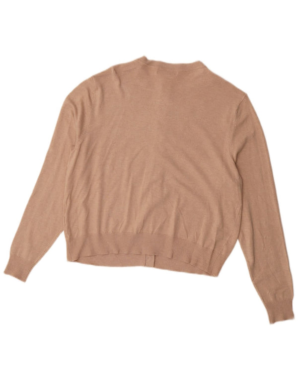 Marks & Spencer Womens Crop Cardigan Sweater UK 16 Large Beige Viscose