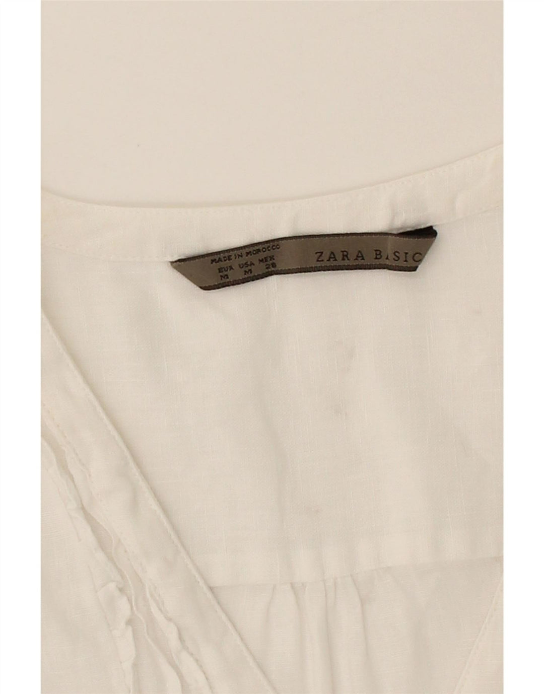 ZARA Womens Ruffle Front Sheath Dress UK 14 Medium White Linen Vintage Zara and Second-Hand Zara from Messina Hembry 