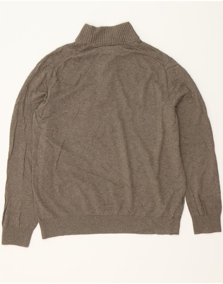 EDDIE BAUER Mens Zip Neck Jumper Sweater Large Grey Cotton Vintage Eddie Bauer and Second-Hand Eddie Bauer from Messina Hembry 