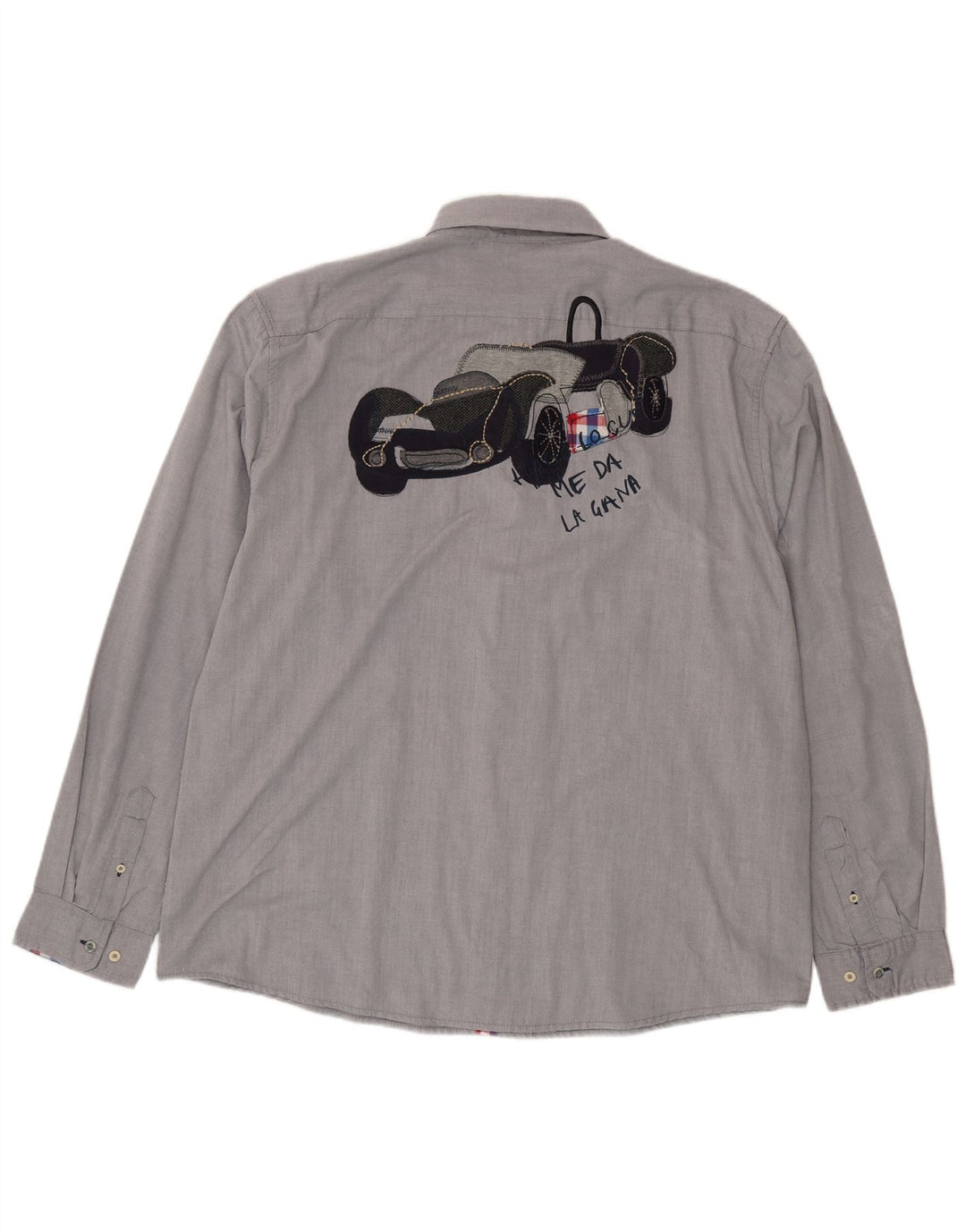 Desigual Herre grafisk skjorte 3XL grå polyester