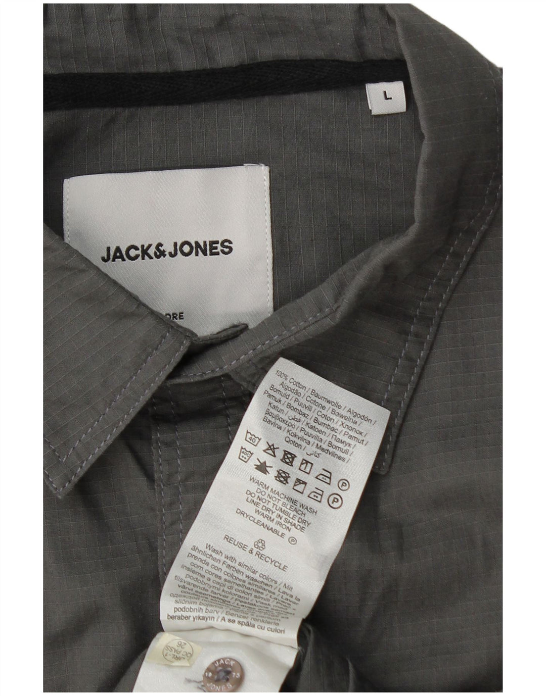Jack & Jones Kortærmet Herreskjorte Stor Grå Bomuld
