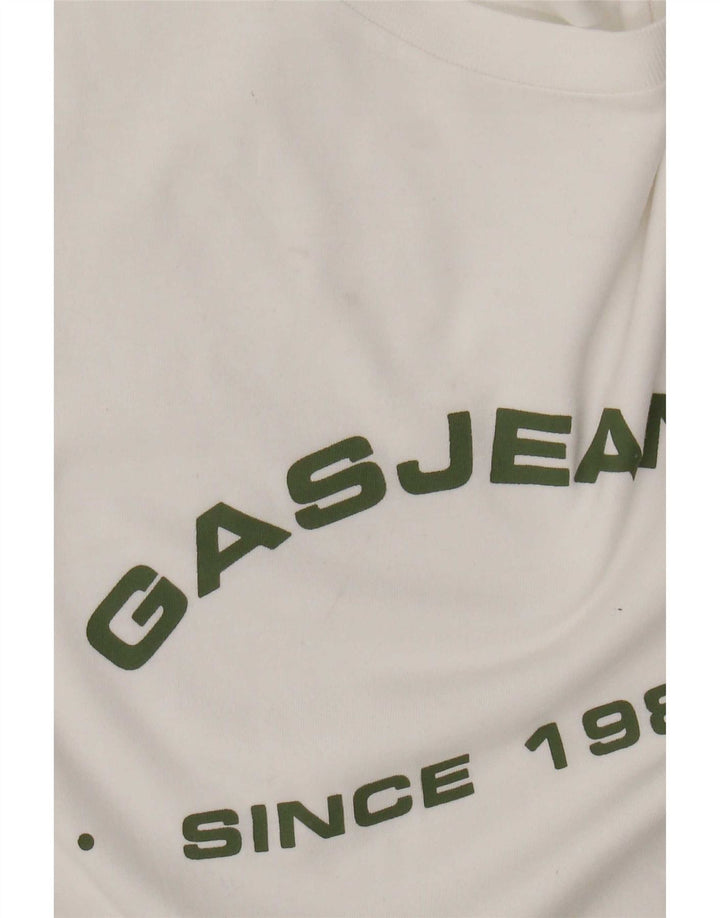 Gas Herre Grafisk T-Shirt Top Medium Hvid