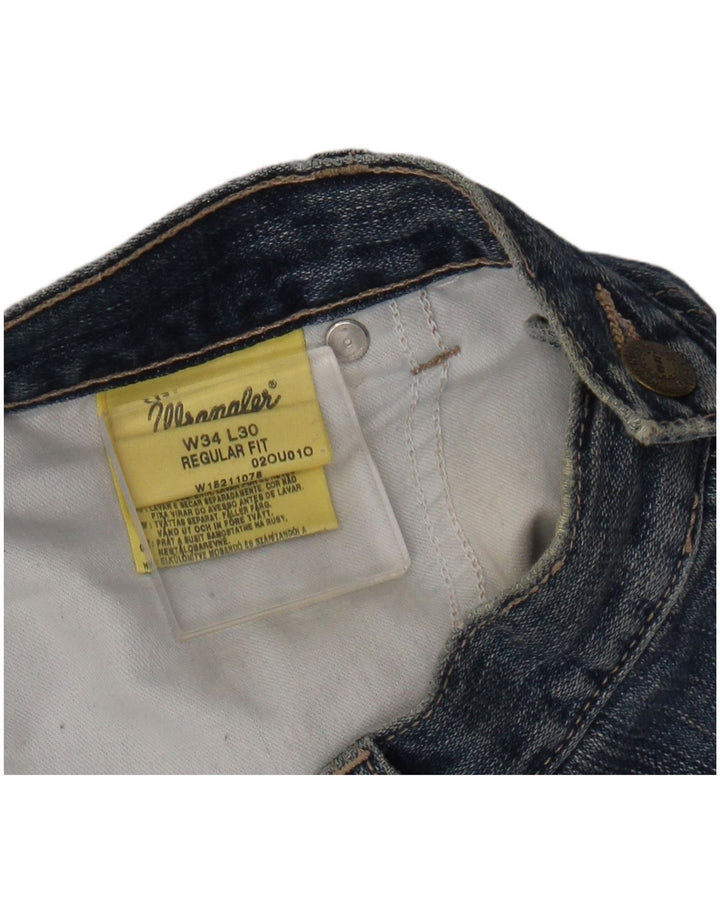 Wrangler Herre Regular Fit Straight Jeans W34 L30 Blå Bomuld