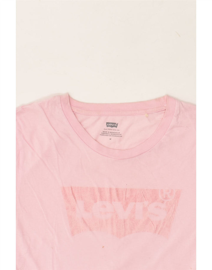 LEVI'S Womens Graphic T-Shirt Top UK 14 Medium Pink Cotton | Vintage Levi's | Thrift | Second-Hand Levi's | Used Clothing | Messina Hembry 
