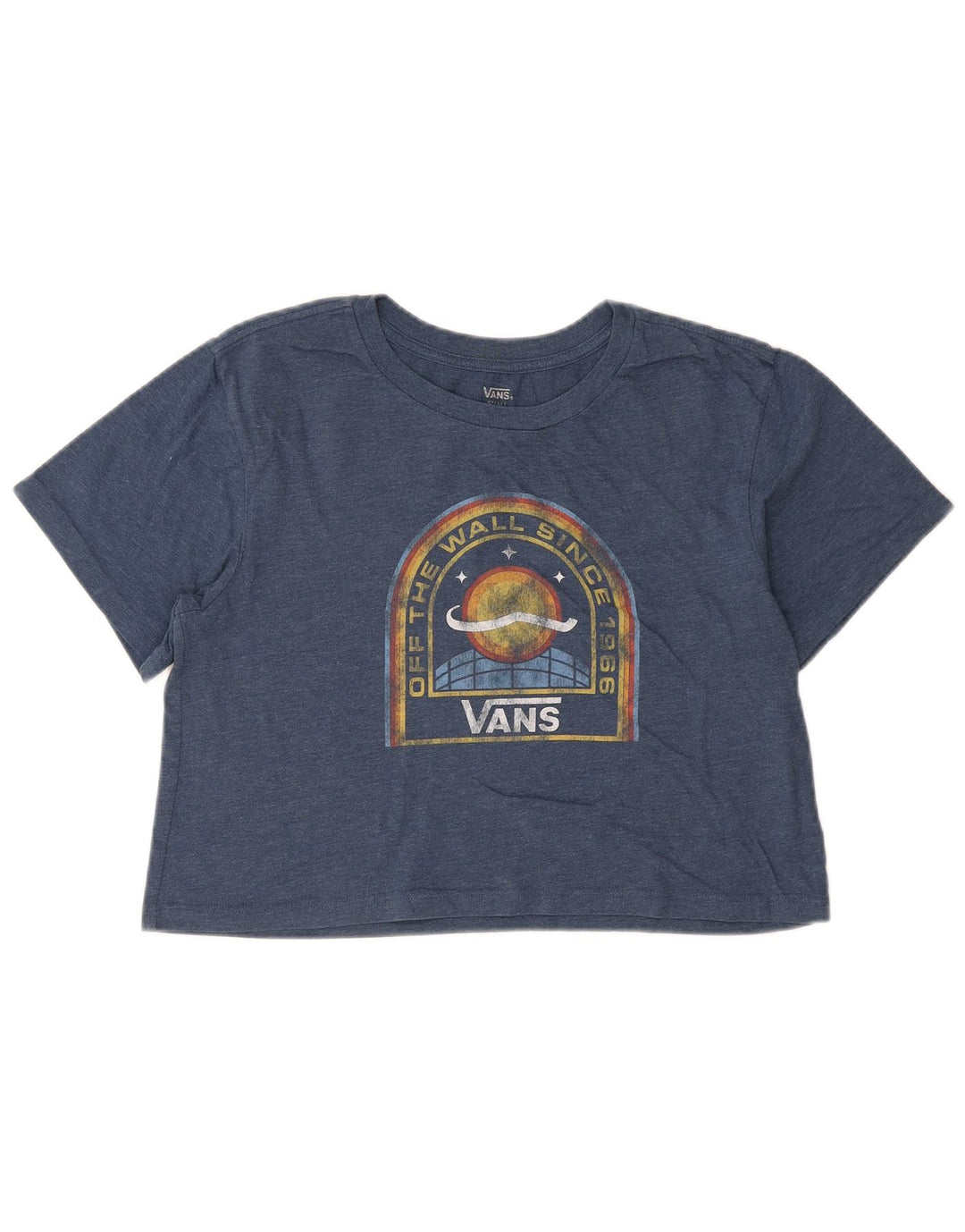 Vans Womens Crop Oversized grafisk T-shirt Top UK 10 Small Blue