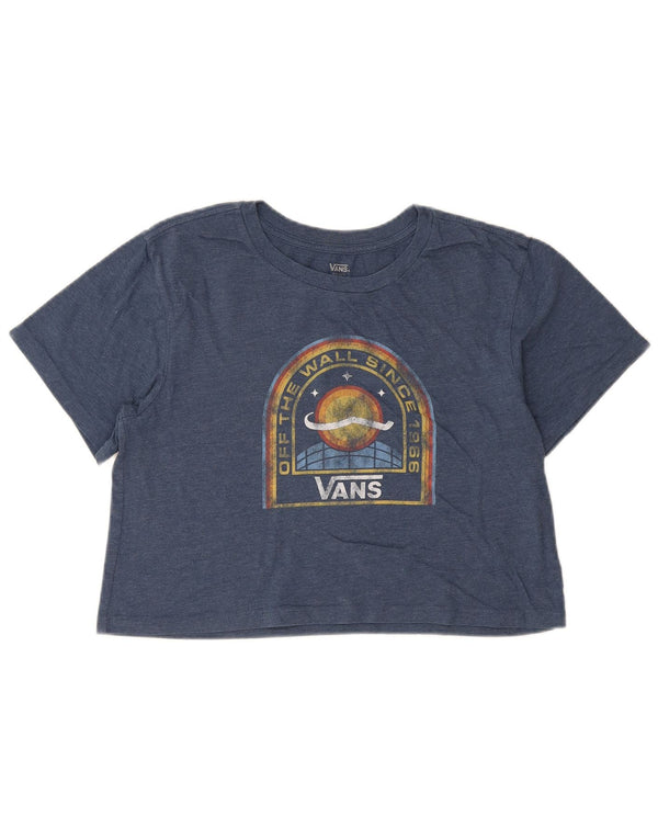 Vans Womens Crop Oversized grafisk T-shirt Top UK 10 Small Blue