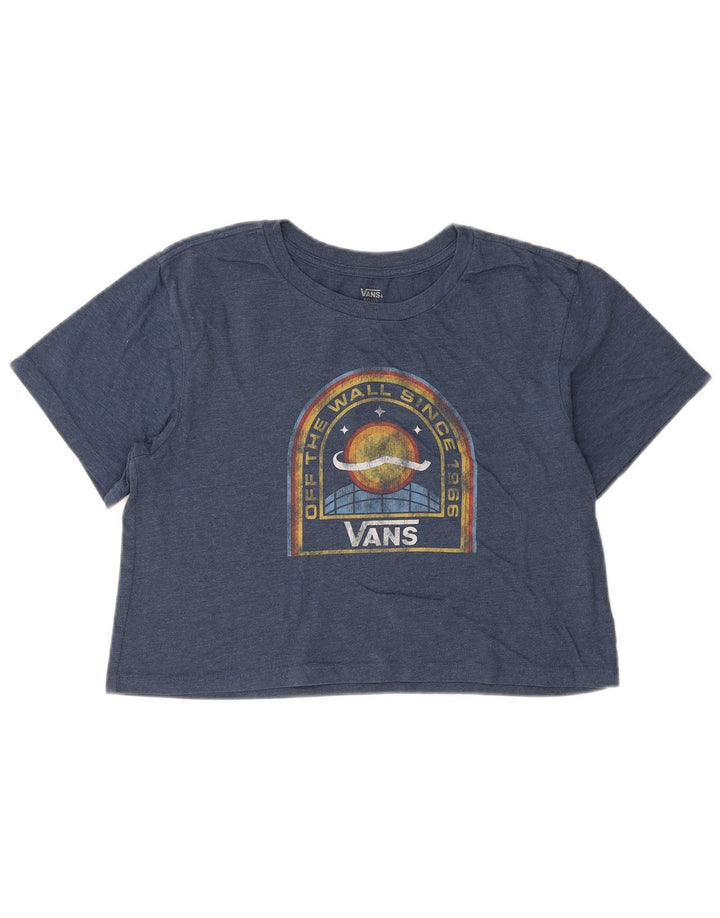 Vans Womens Crop Oversized grafisk T-shirt Top UK 10 Small Blue