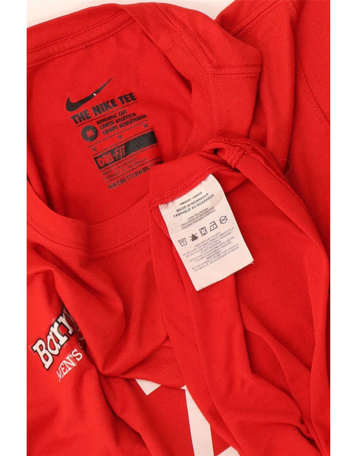 Nike Herre Dri Fit Grafisk T-Shirt Top Medium Rød Polyester
