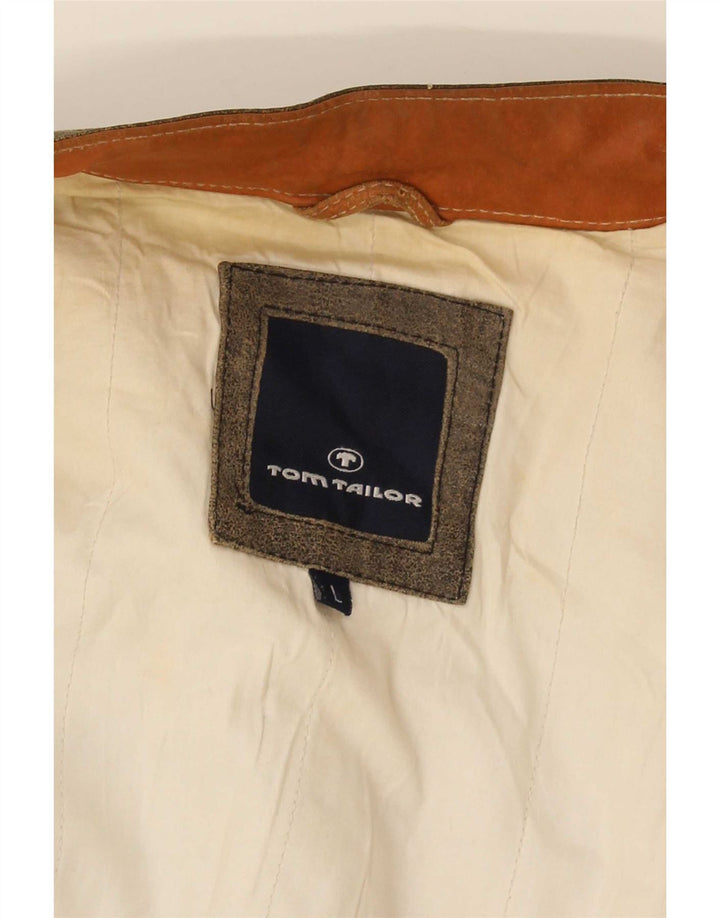 Tom Tailor Herre Læderjakke UK 40 Large Grey Colourblock