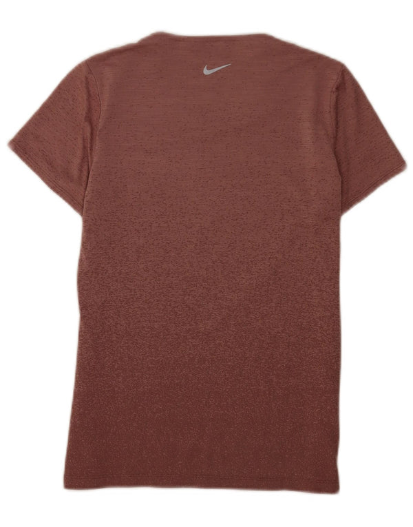 Nike Dame Dri Fit Kortærmet T-Shirt Top UK 12 Medium Brun Flecked
