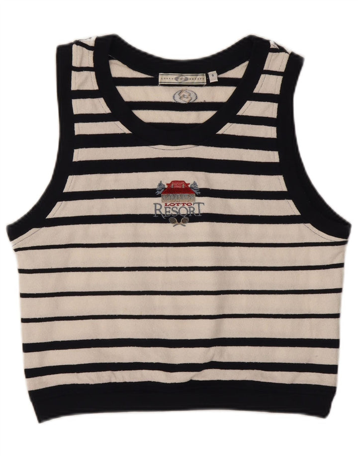 LOTTO Dame Crop Grafisk Vest Tank Top UK 10 Lille hvid stribet bomuld