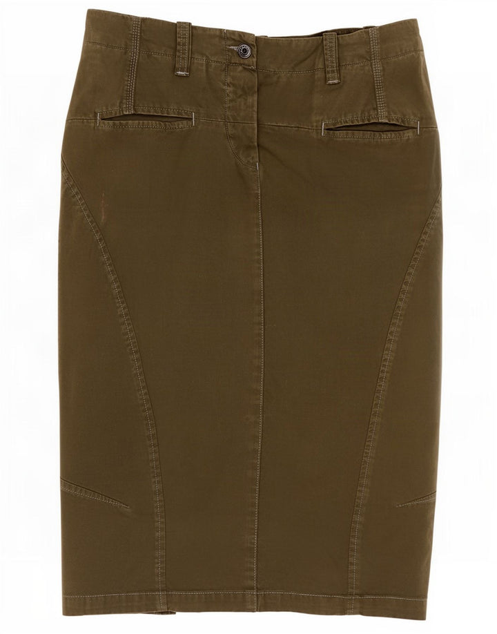 Murphy & Nye Dame Midi Nederdel Medium W29 Khaki Bomuld
