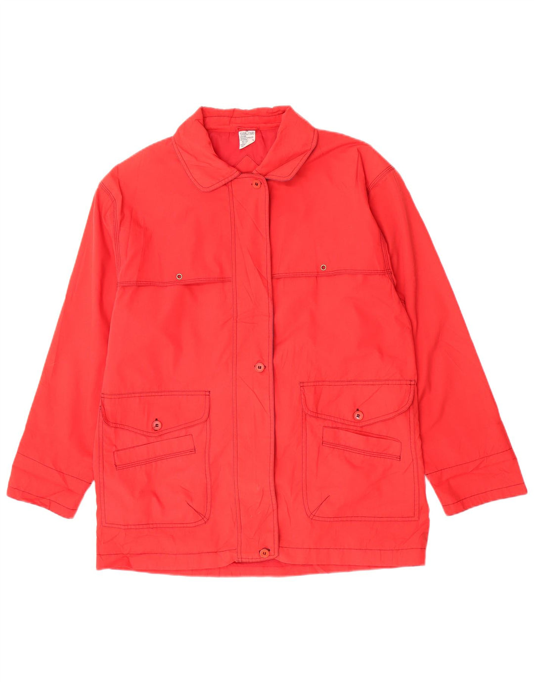 Vintage Kvinder Utility Jacket UK 18 XL Rød Polyester