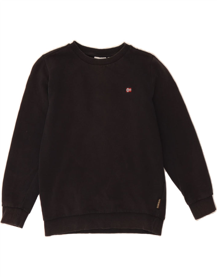 NAPAPIJRI Boys Sweatshirt Jumper 11-12 Years Black Cotton Vintage Napapijri and Second-Hand Napapijri from Messina Hembry 