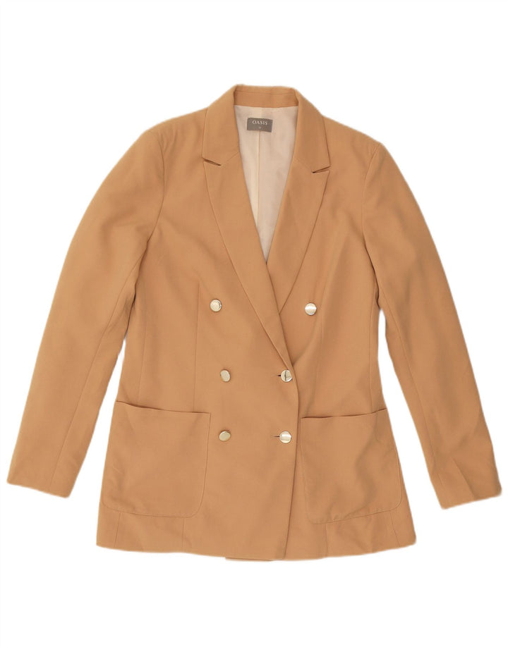 Oasis Dame Dobbeltradet Blazer Jacket UK 10 Small Beige Polyester
