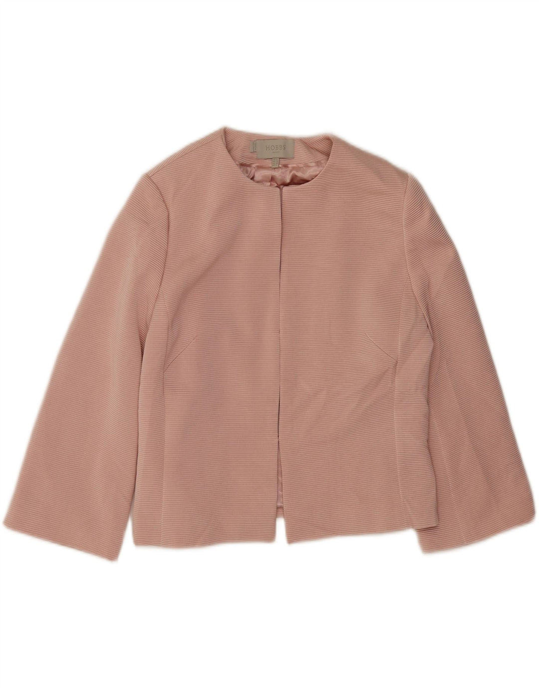 Hobbs Womens Crop Open Blazer Jacket UK 12 Medium Pink Viscose