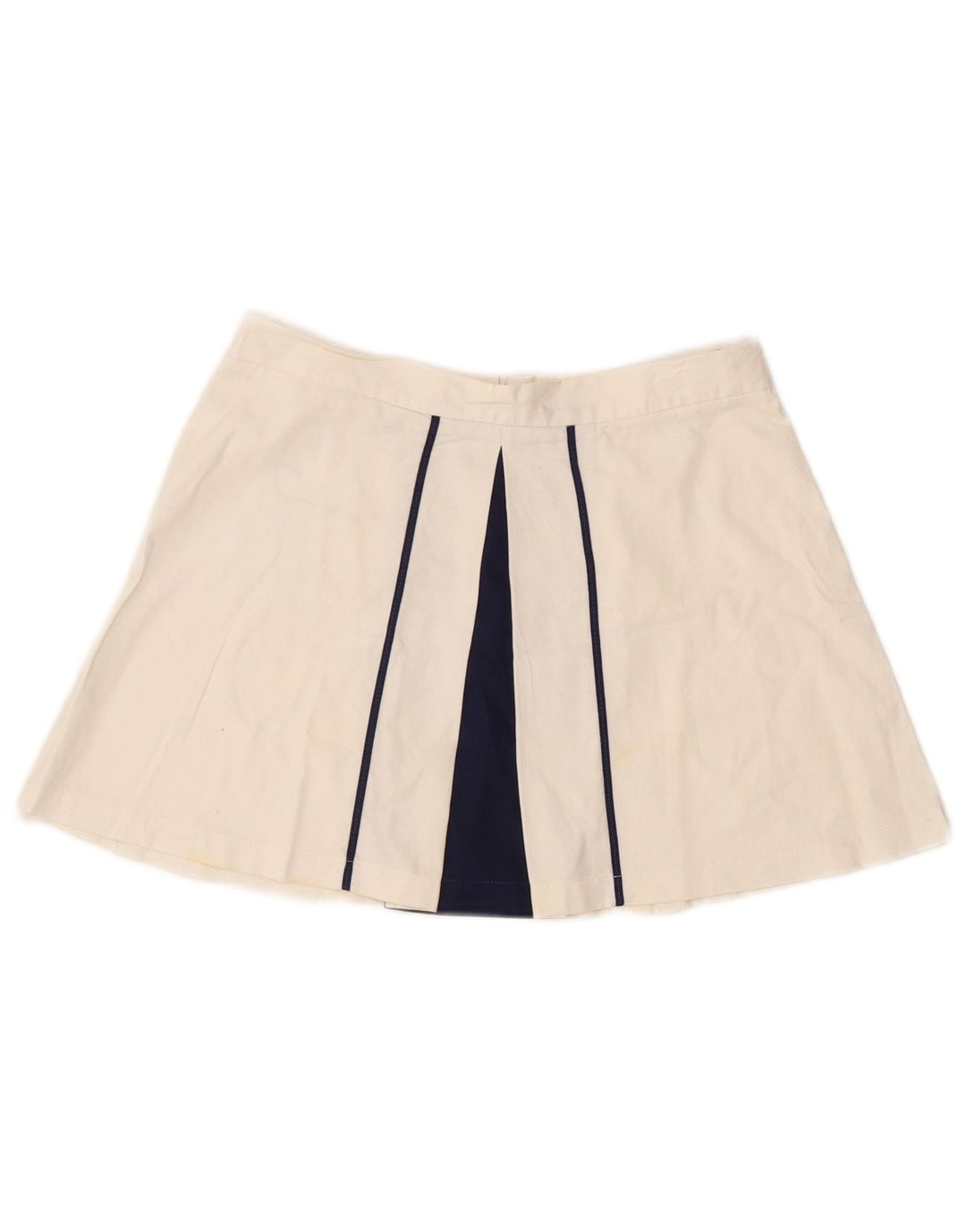 Vintage mininederdel til kvinder W30 Medium marineblå farveblok