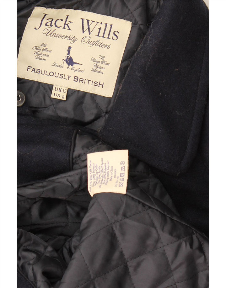 Jack Wills Dame Ærtefrakke UK 12 Medium Navyblå Uld