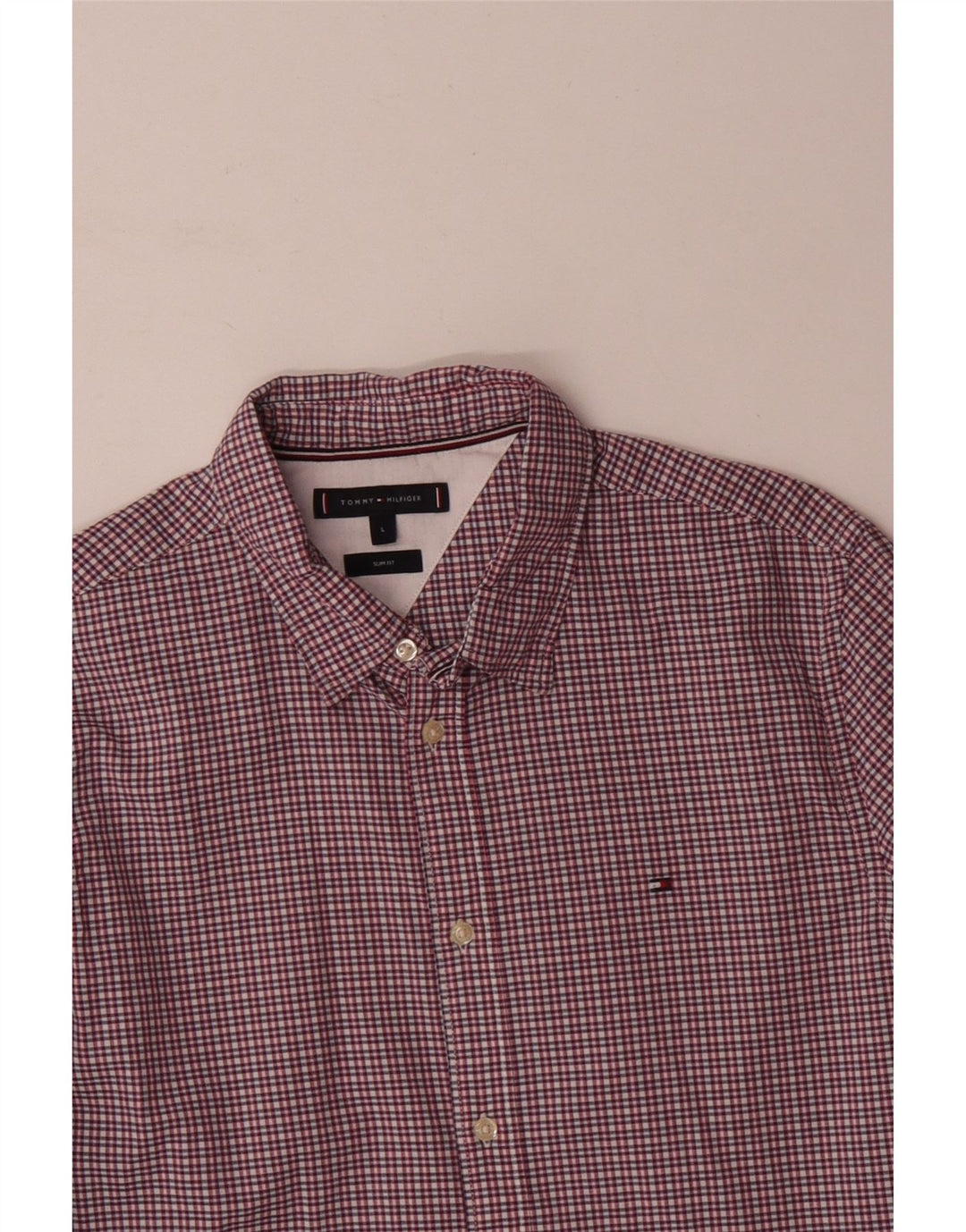 TOMMY HILFIGER Slim Fit Skjorte til mænd Stor Pink Gingham Bomuld