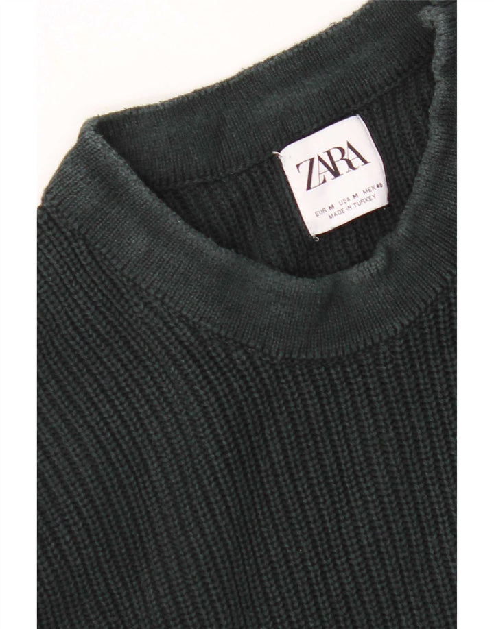 Zara Herre sweater med rund hals, mellemgrøn