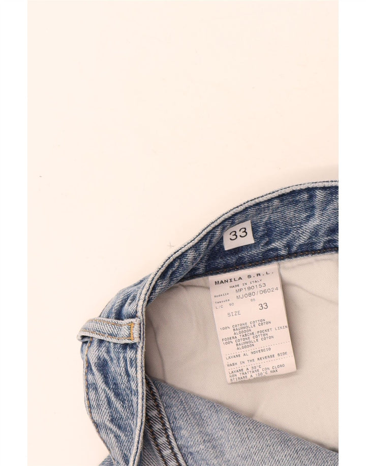 Mauro Grifoni Herre Distressed Straight Jeans W33 L30 Blå Bomuld