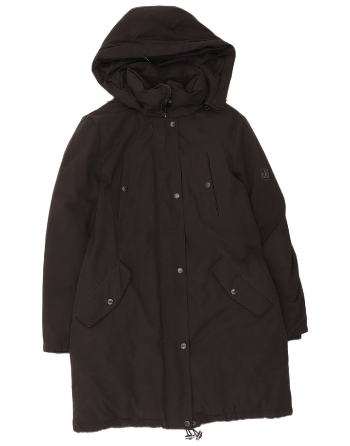 Calvin Klein Jeans Dame Hooded Windbreaker Coat UK 14 Medium Black