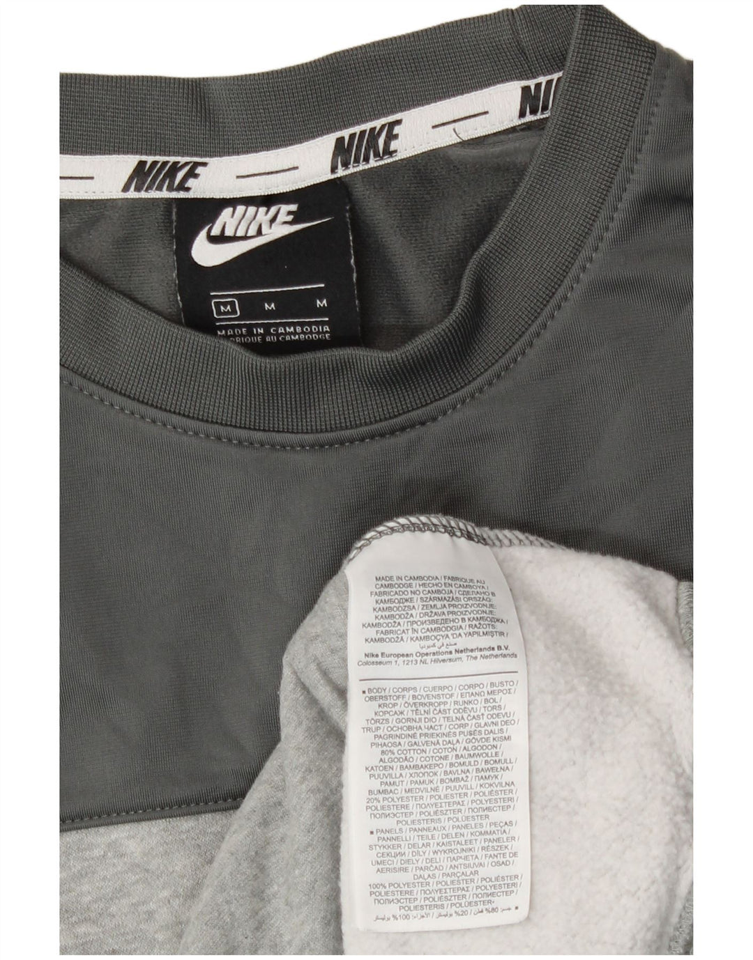 Nike Herre grafisk sweatshirt Jumper Medium Grå Colourblock Bomuld