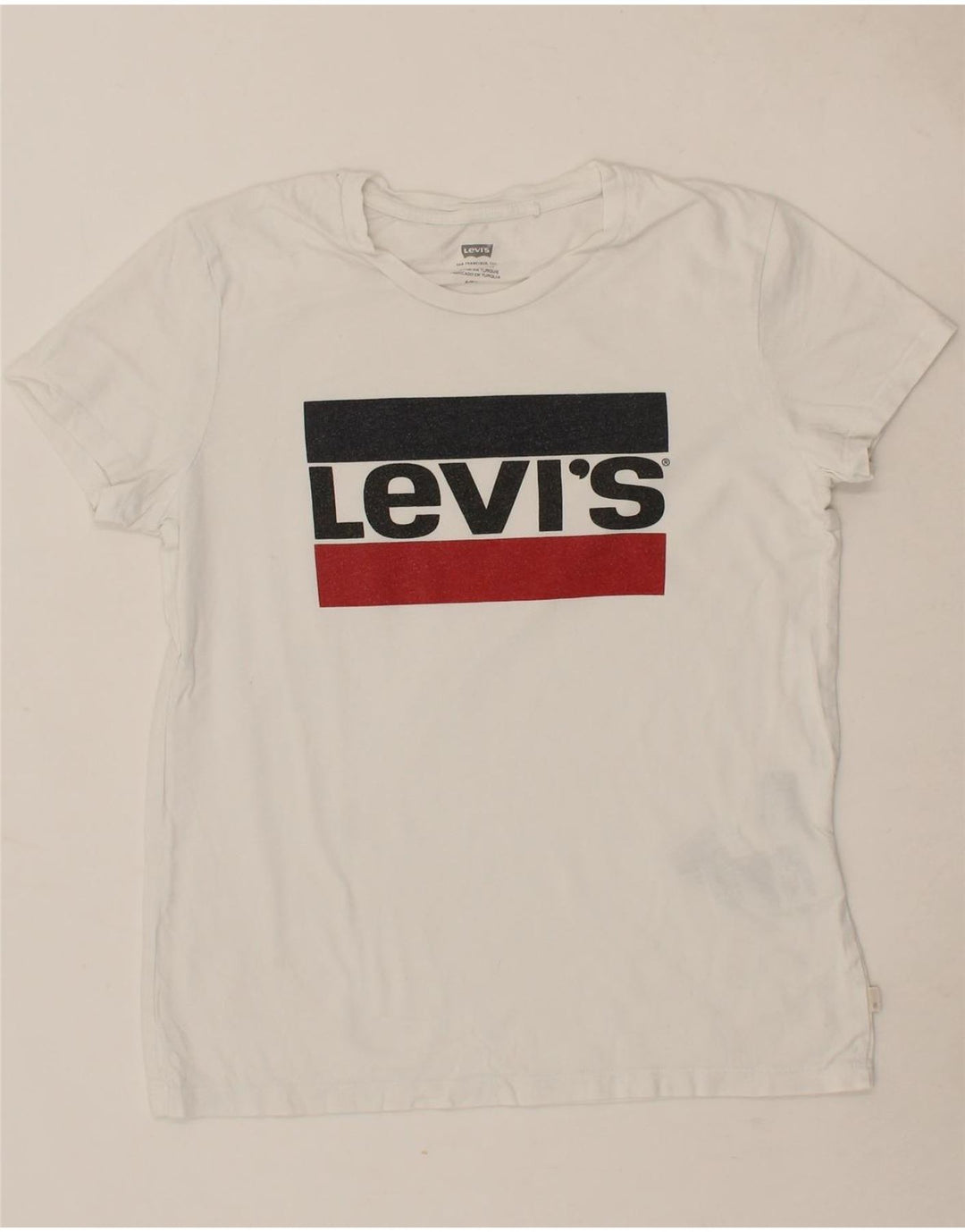 LEVI'S Womens Graphic T-Shirt Top UK 10 Small White Cotton Vintage Levi's and Second-Hand Levi's from Messina Hembry 