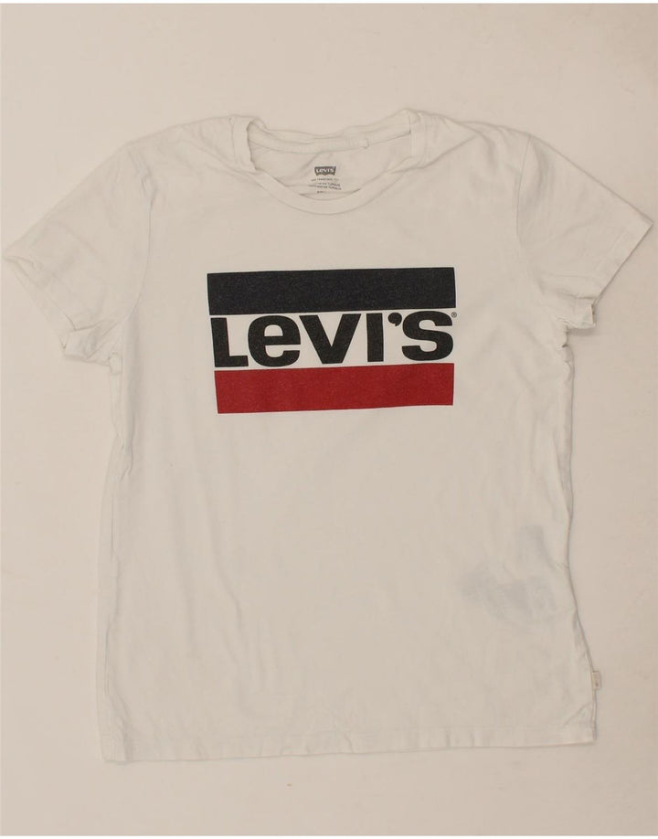 LEVI'S Womens Graphic T-Shirt Top UK 10 Small White Cotton Vintage Levi's and Second-Hand Levi's from Messina Hembry 