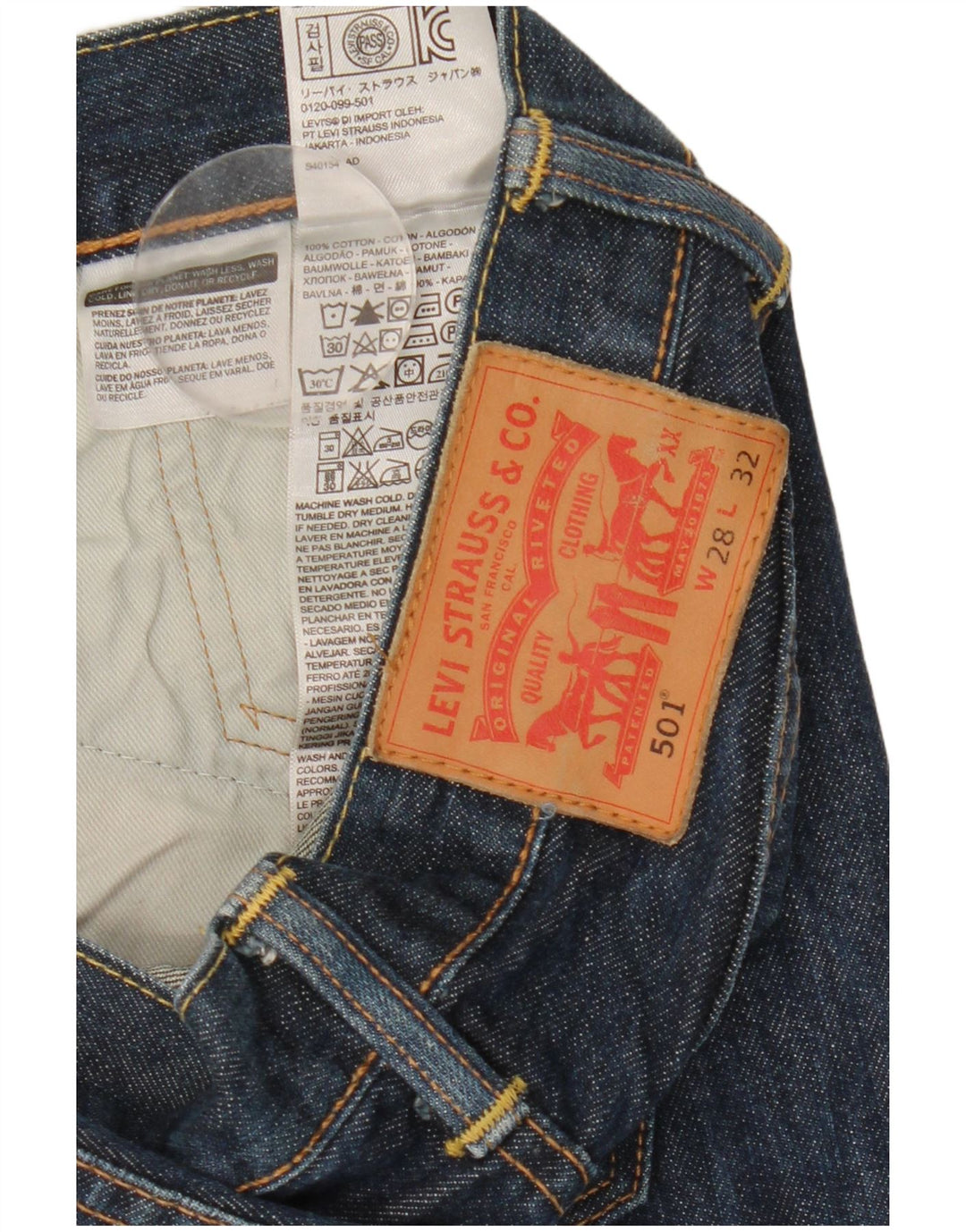 Levi's Herre 501 lige jeans W28 L32 blå bomuld