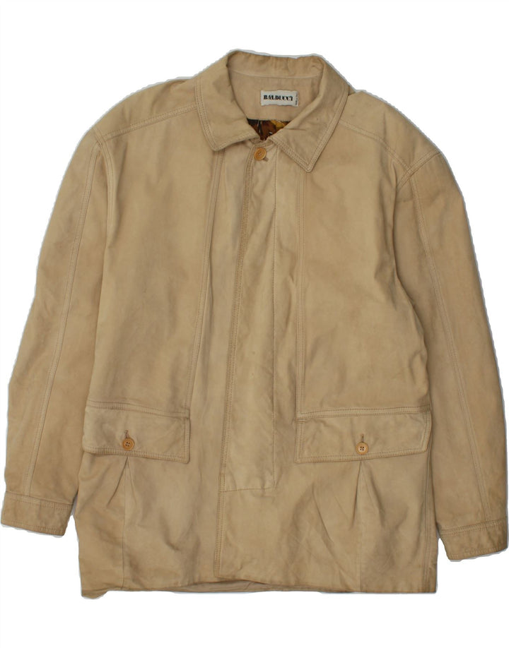 VINTAGE Mens Leather Jacket UK 38 Medium Beige Vintage Vintage and Second-Hand Vintage from Messina Hembry 