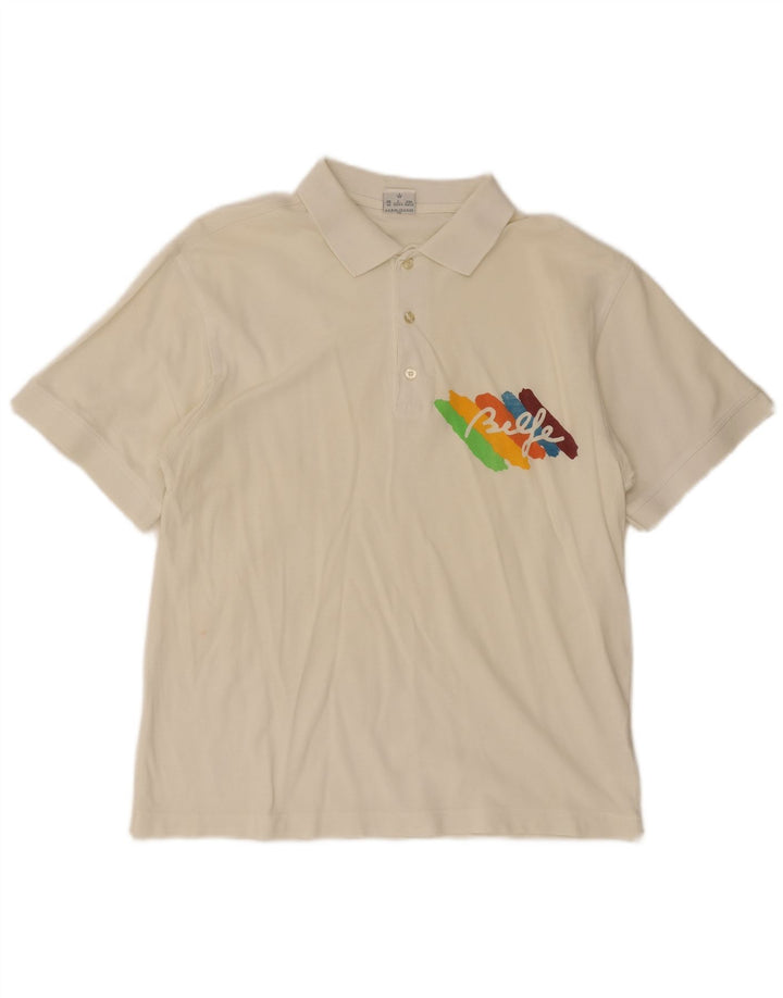 Belfe & Belfe Herre Grafisk Polo Shirt UK 40 Medium White