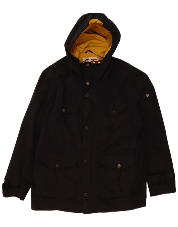 Fat Face Herre Hooded Utility Jacket UK 44 2XL Navy Blue Polyester