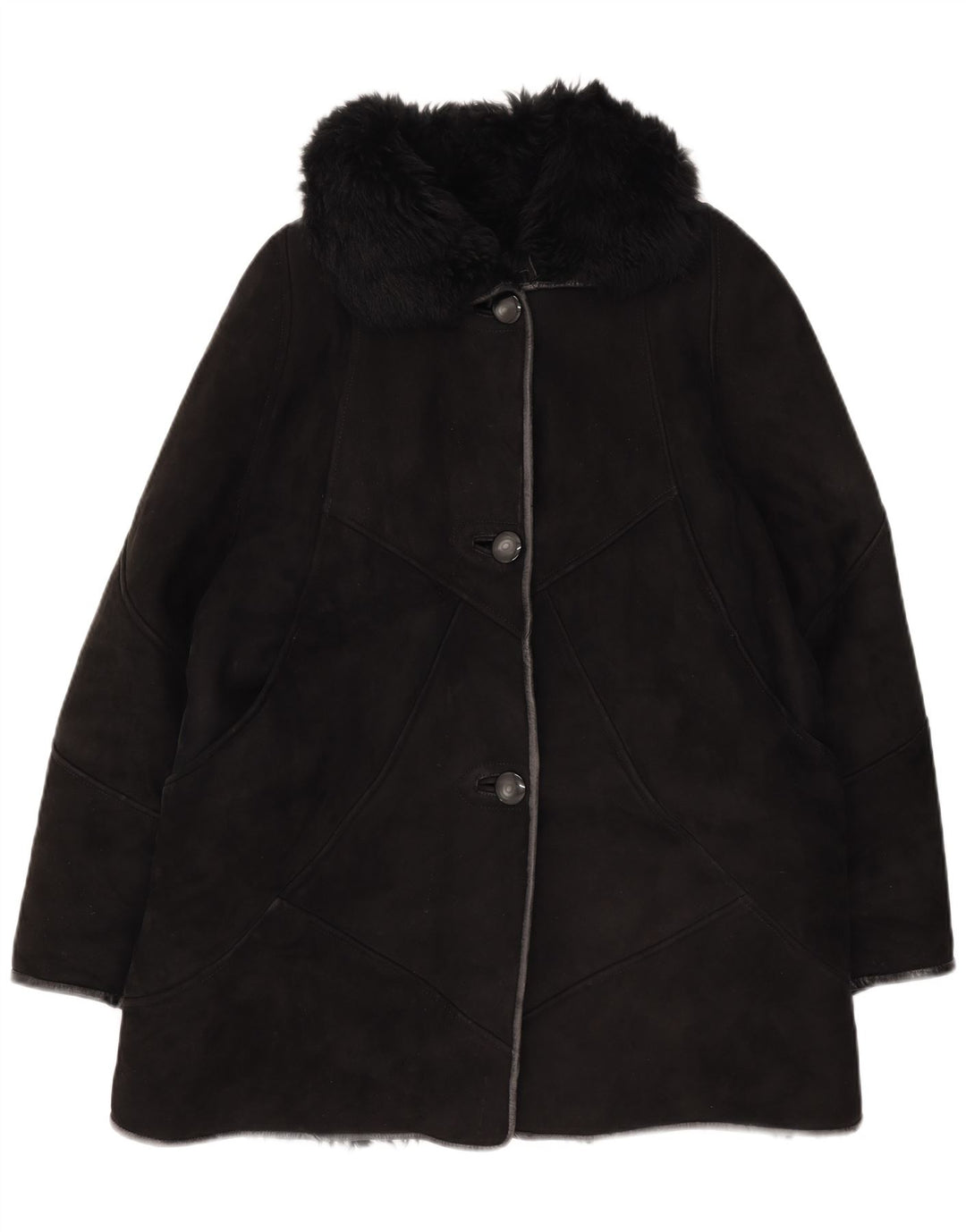 Vintage Dame Shearling Coat UK 14 Medium Black