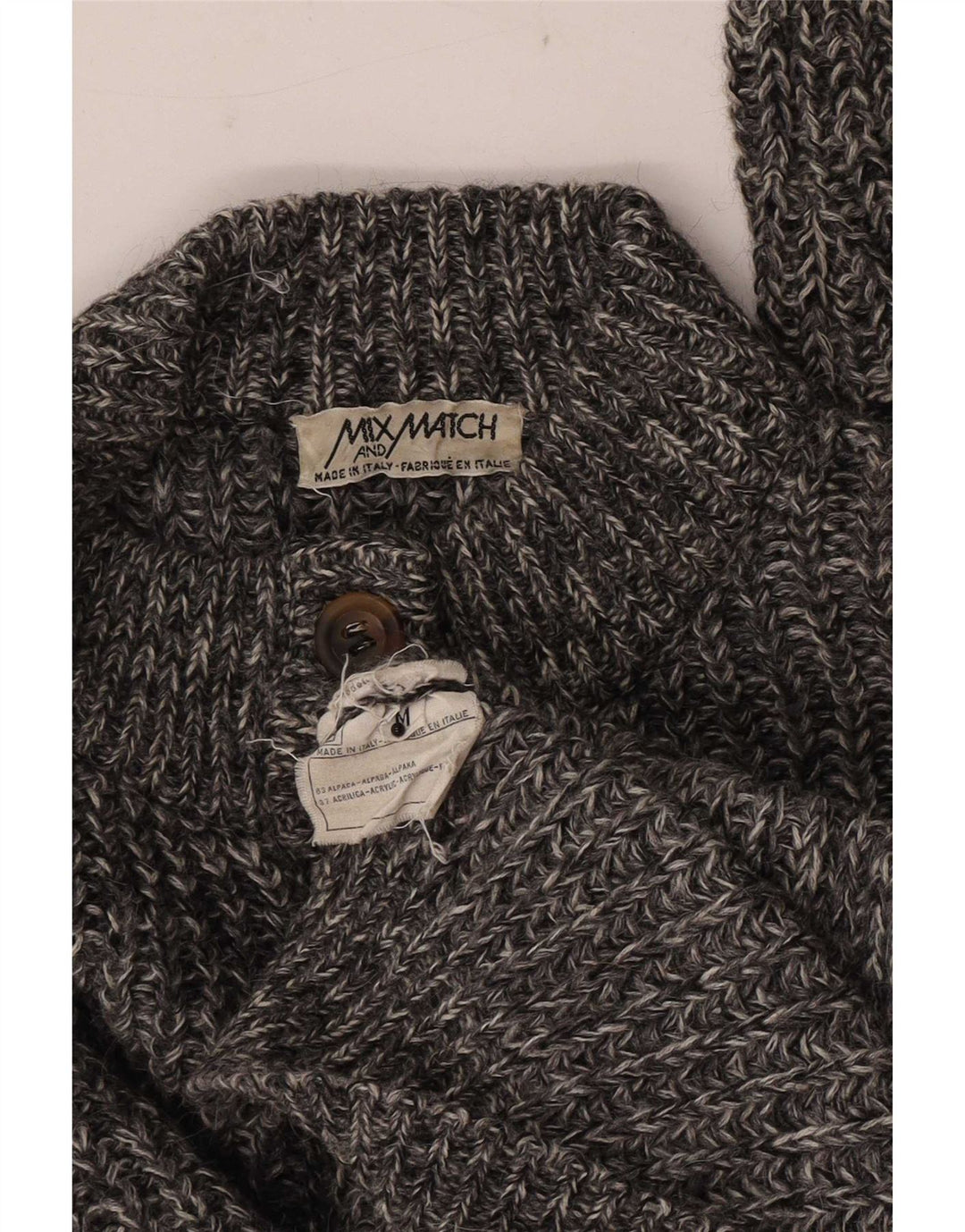 Vintage dame cardigan sweater UK 14 Medium Grey Flecked Alpaca Wool