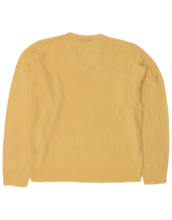 MARKS & SPENCER Herre Blue Harbor V-hals sweater Medium Gul